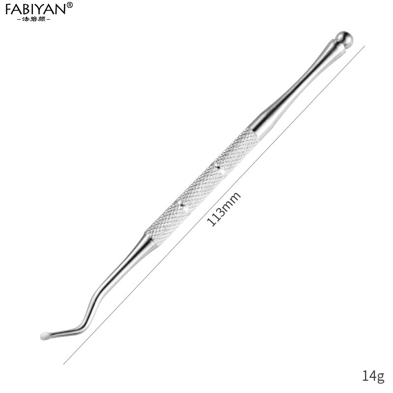 Ustensile de pédicure pour le soin des pieds, accessoire à double embout pour le nettoyage des ongles incarnés, avec crochet décapant et poussoir de cuticule, manche avec cannelure en acier inoxydable,: 02