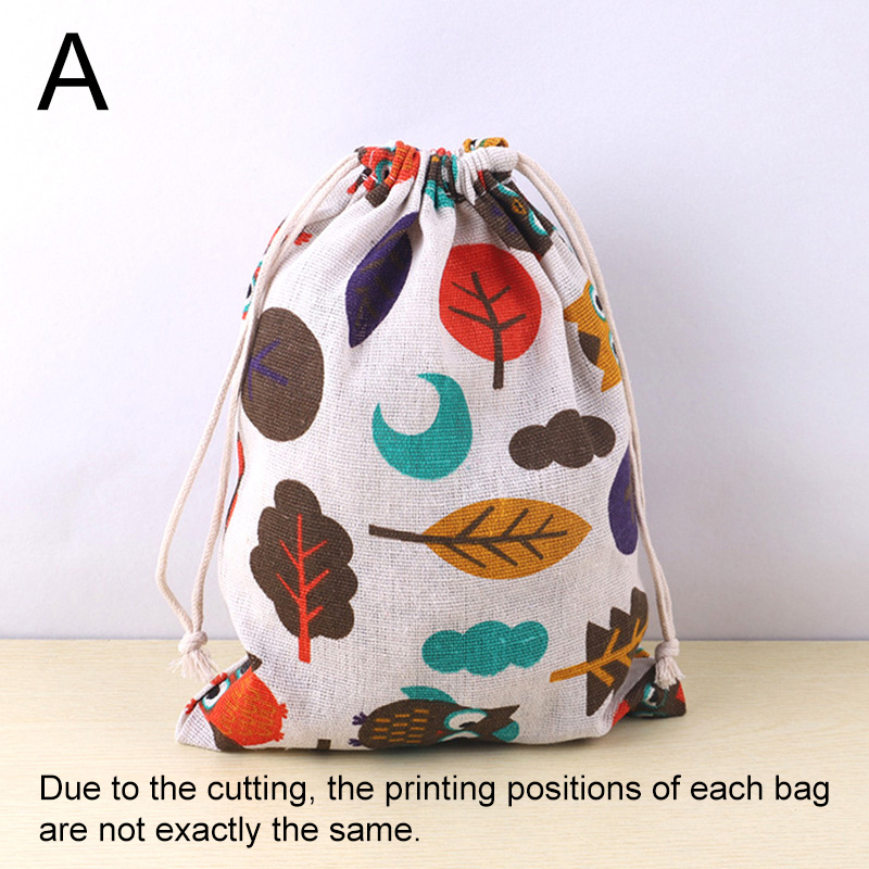 Bolsa de tela de lino y algodón, bolsa con cordón, estampado de plantas y animales bonitos, bolsa de almacenamiento de zapatos de tela de viaje para niños, estuche de maquillaje, bolsa de de Navidad: Amarillo fluorescente / 13x8x15 cm