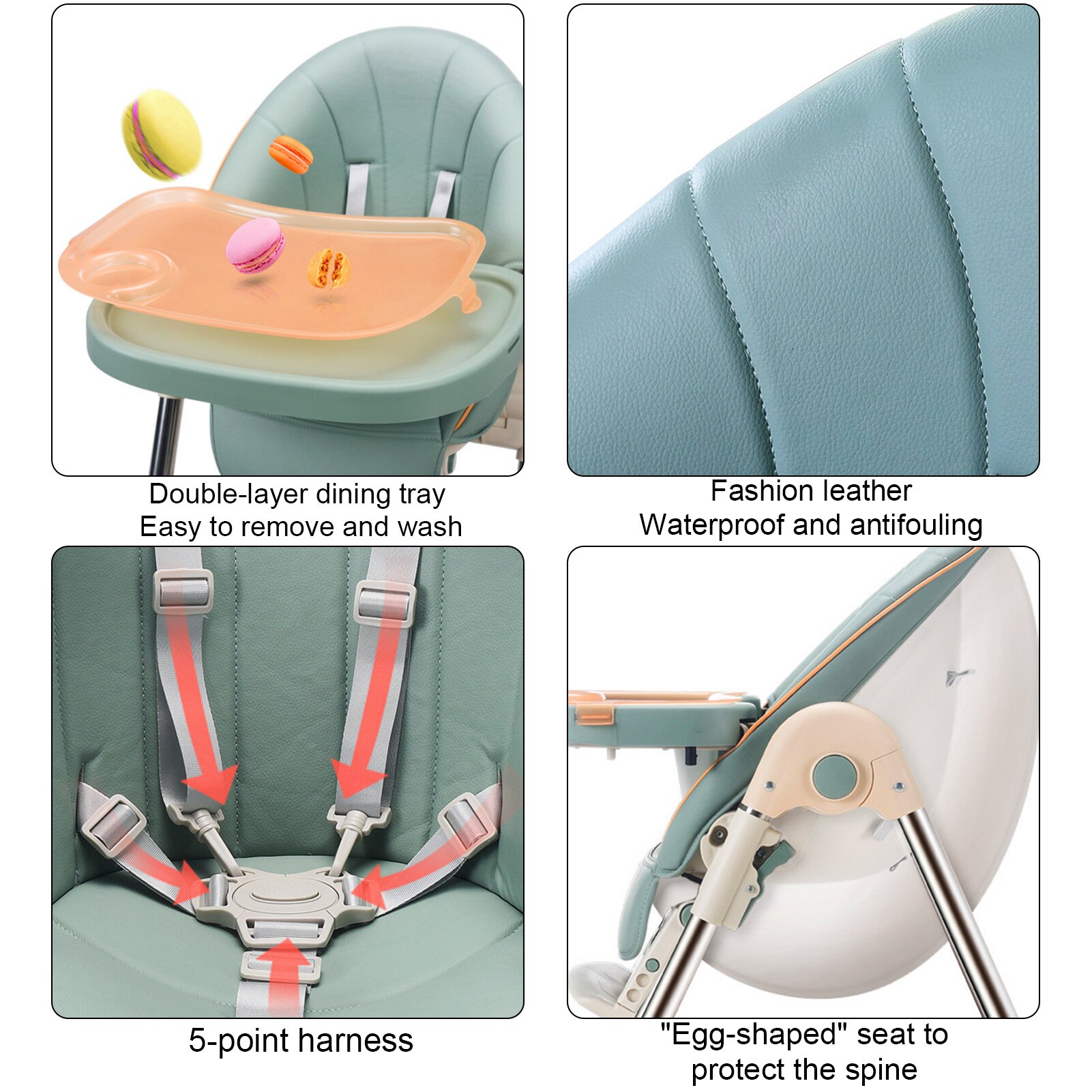 Silla alta para niños pequeños, mesa de cena para bebé, sillas plegables ajustables multifunción para niños, silla alta