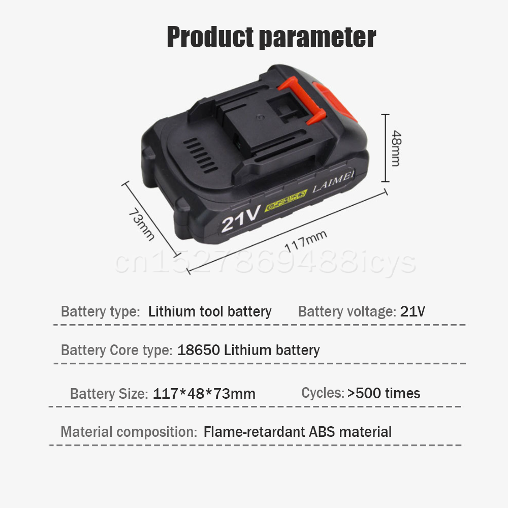 Destornillador eléctrico de 21V y 1500mAh, batería recargable de iones de litio para destornillador inalámbrico, Mini taladro, batería de herramientas eléctricas