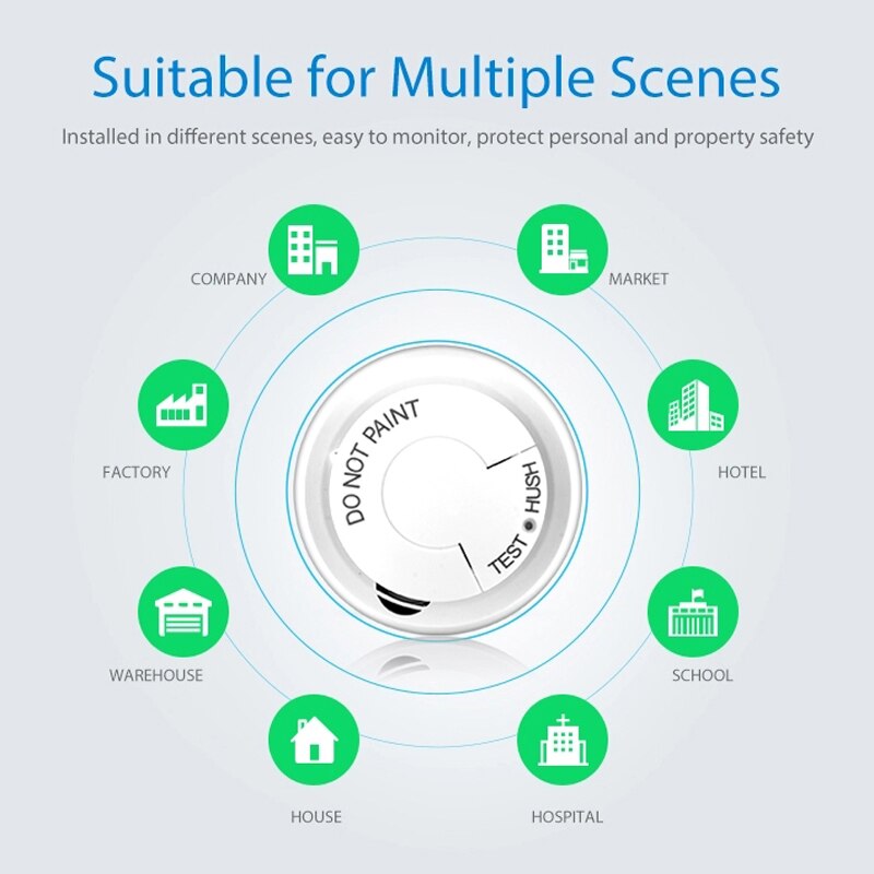 Smoke Detector Wireless Fire Sensor Wifi for Office Home Security Highly Sensitive Alarm Systems Tuya Smart Life Smoke Sensor