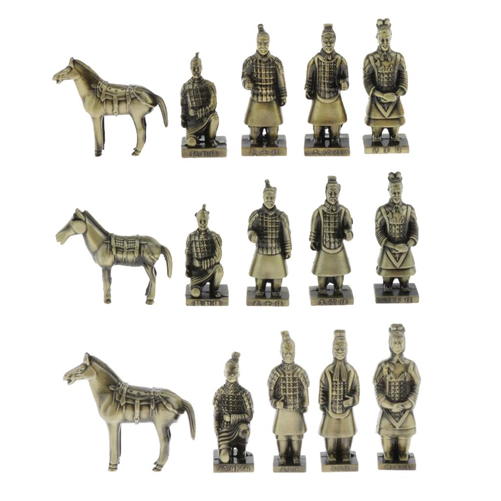 5Pcs Antique Reproduction Qin Terra Cotta Warrior Collectible Statuette Miniature