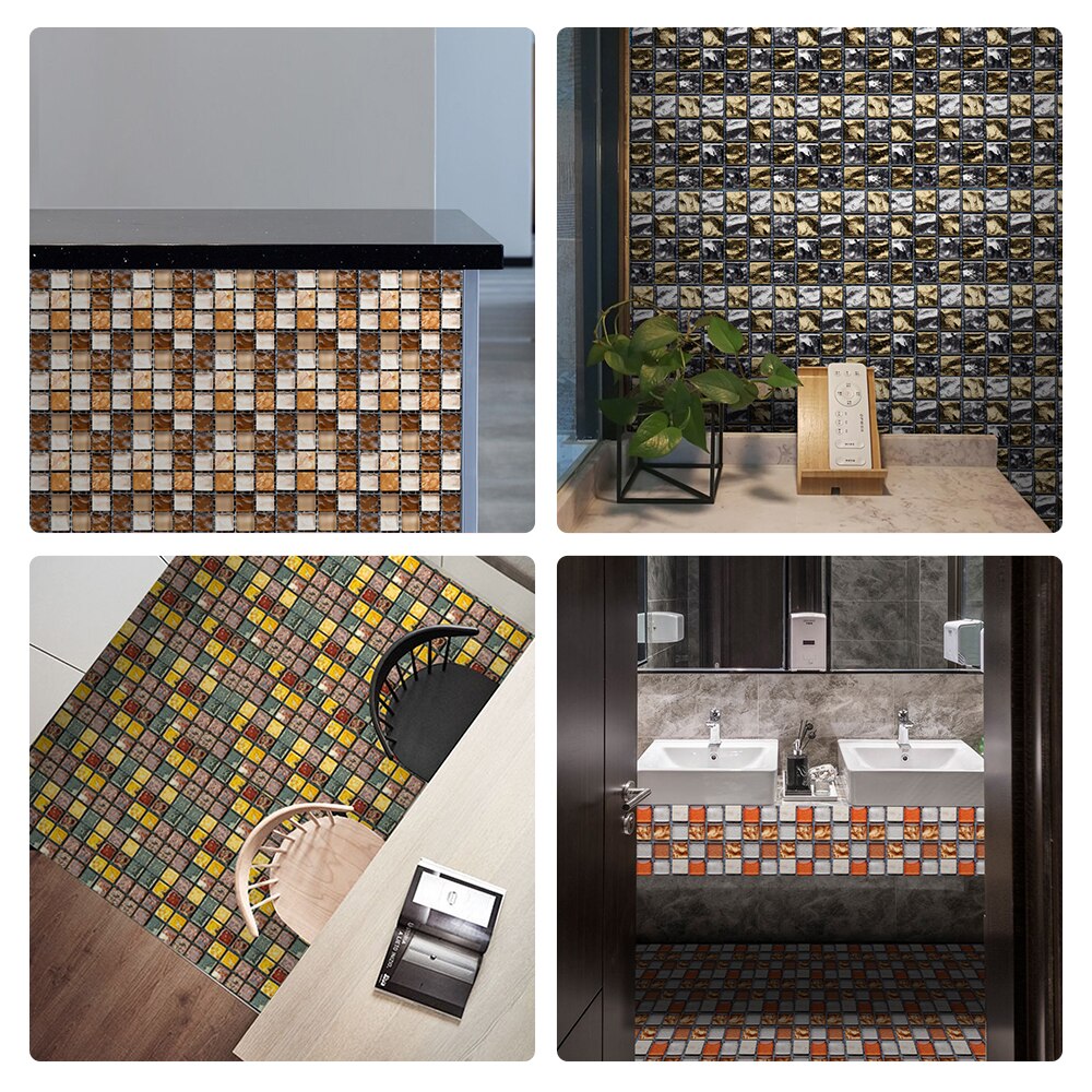 10 stuks/partij 3d mozaïektegelstickers voor keuken, badkamer, muurdecoratie, zelfklevende, waterdichte stickers voor de woonkamer