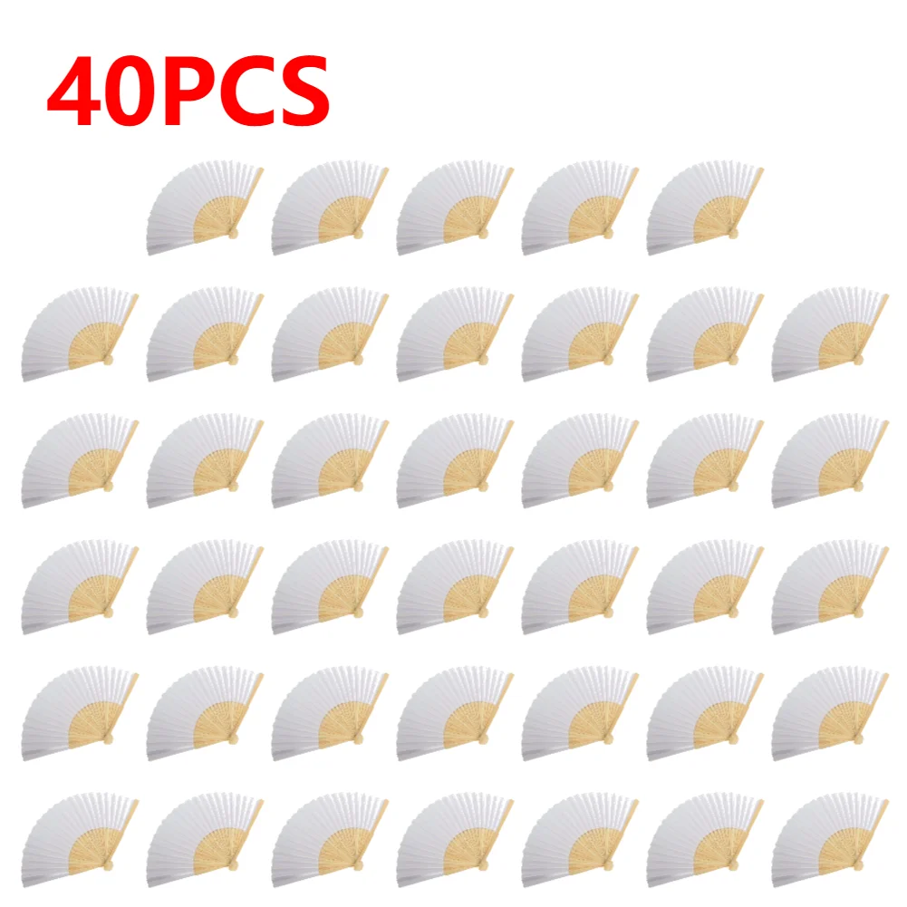 1-50pcs DIY Paper Bamboo Folding Fan Adults Children's Calligraphy Painting Practice Blank White Folding Fan Wedding: Dark Khaki
