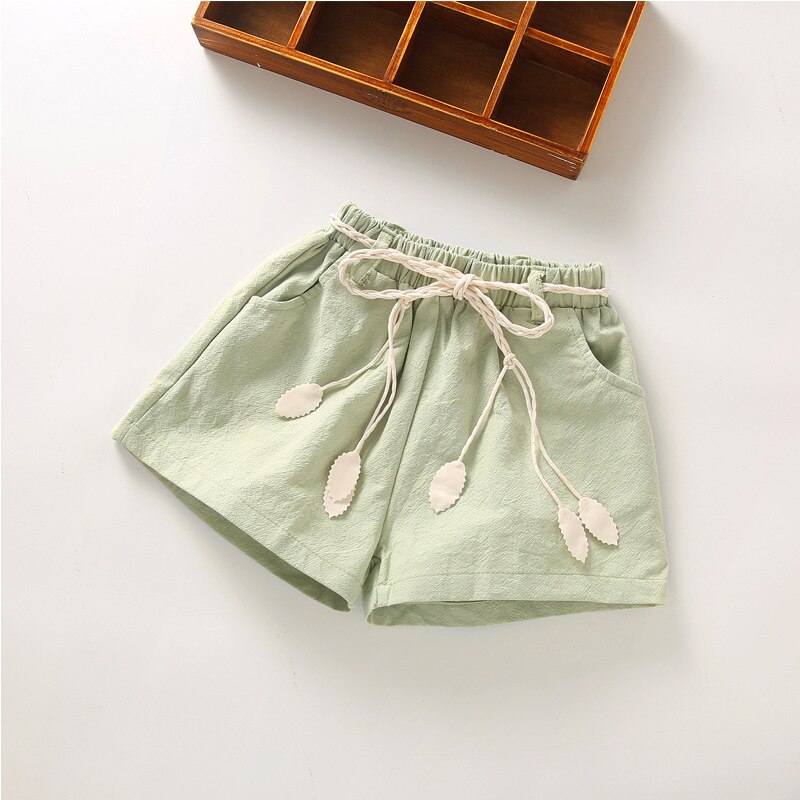 Shorts pour filles, vêtements d'été pour filles de 3, 4, 6, 8, 10 et 12 ans, couleur unie, couleur bonbon: Green / 8