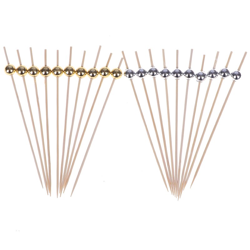 100 PCS 12cm Wooden Toothpick Fruit Snack Fork Bamboo Sticks Pearl Cocktail Food Skewer Picks Party Wedding Festival Supplies