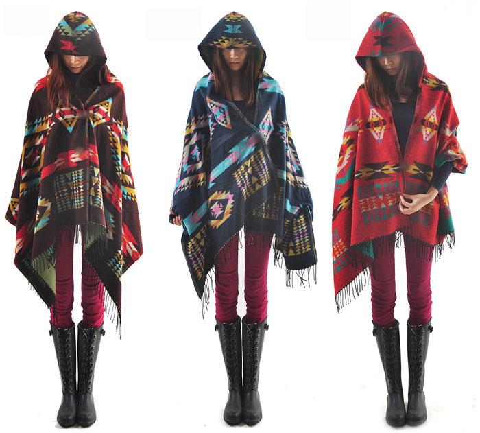 Manteau à capuche avec frange pour femme | Manteau Tartan carreaux carreaux, Poncho, capuche, bohème, châle, écharpe, écharpe enveloppante chaude,