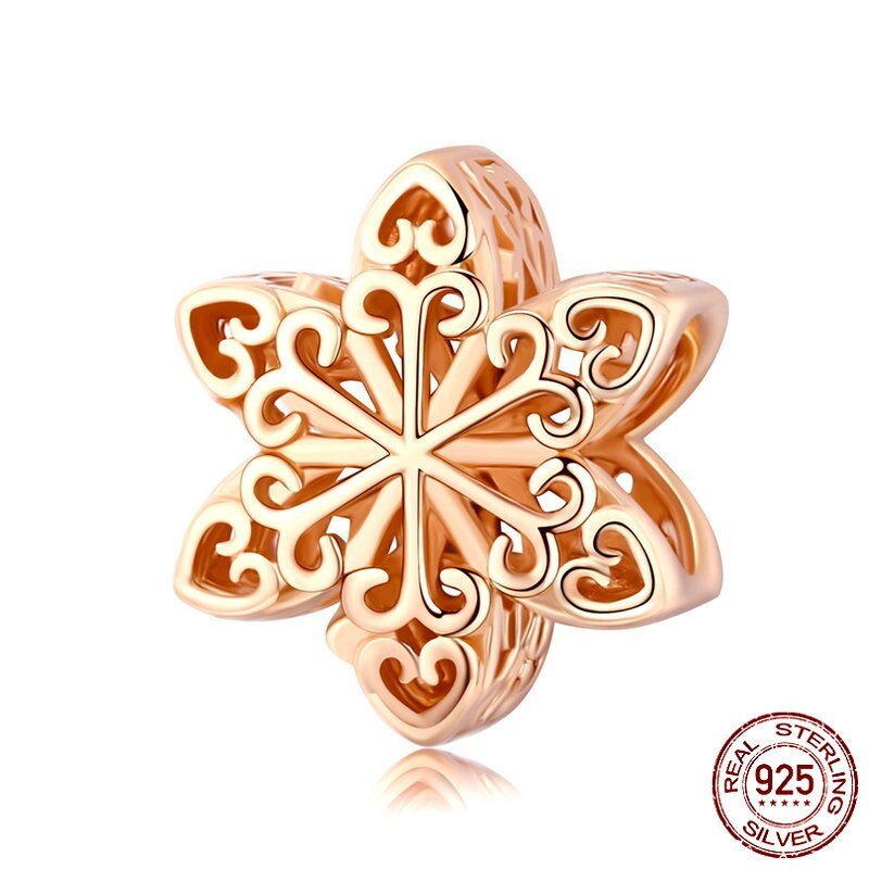 INBEAUT Rosa Oro Rosa CZ Maple Leaf Branelli misura il Braccialetto di Marca fai da te 925 Sterling Silver Sogno Cather Beetle Piuma Del Cuore pendenti e Ciondoli: sc719-c