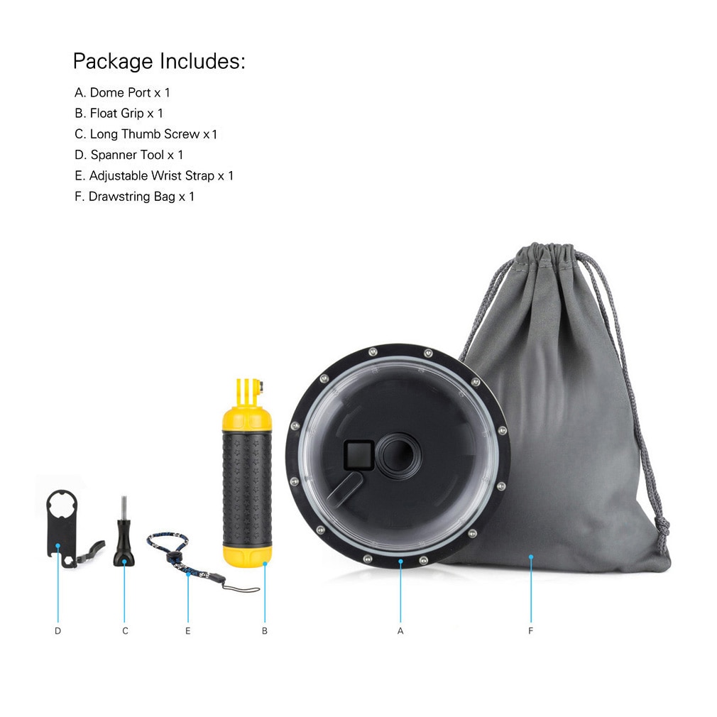 QIUNIU 6 "Aluminium Dome Poort 45M Onderwater Waterdichte Duik Behuizing Case Lens Cover voor GoPro Hero 4 3 + 3 Go Pro Accessoire