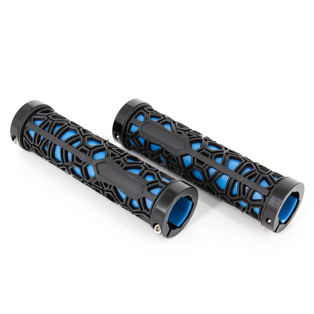 Dual Lock-On Bike Grips Fietsstuur Grips Voor Mountain Fiets Stuur Mtb Locking Uiteinden Fixie Bmx: Blue