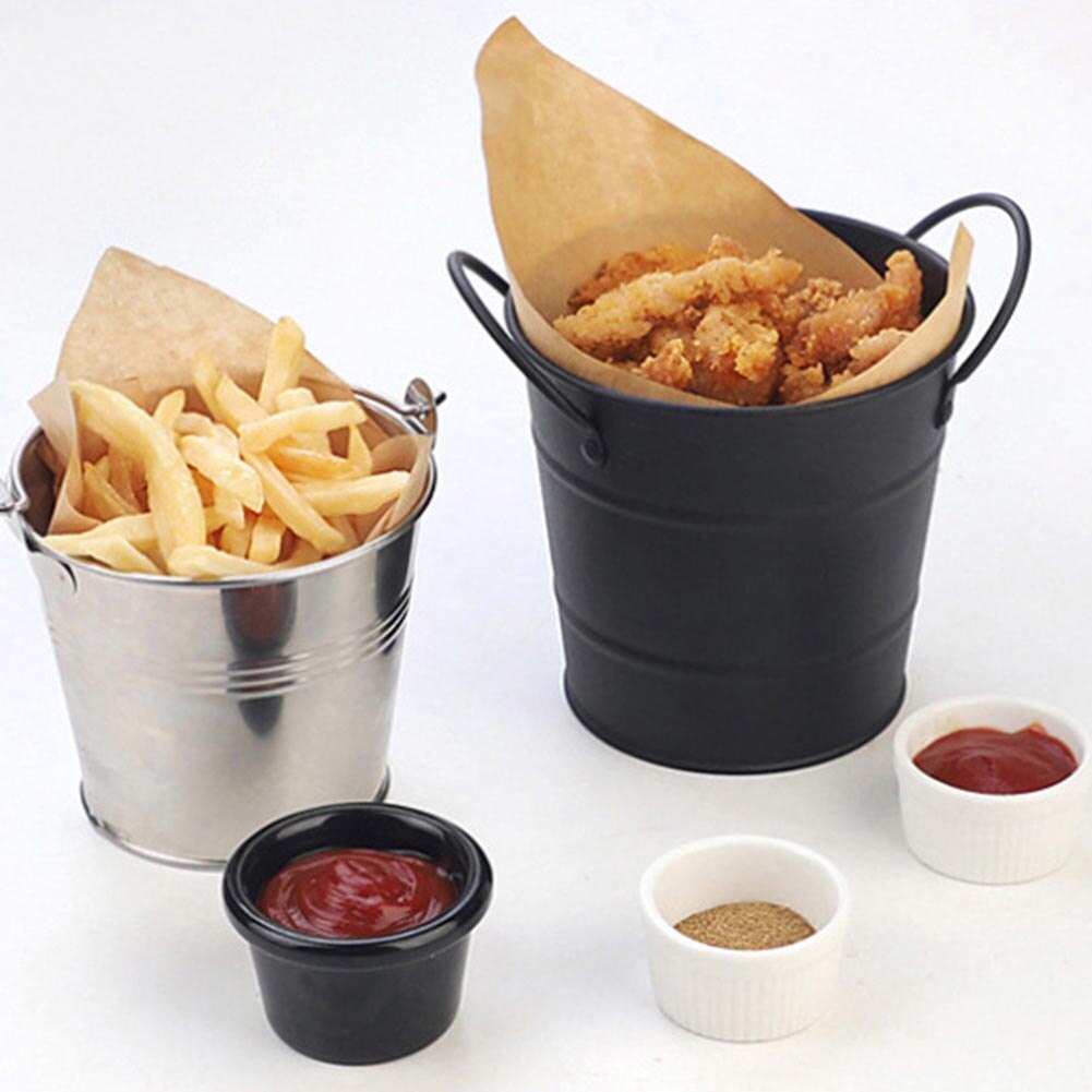 French Fries Basket Stainless Steel Food Storage Rack Snack Icing French Fry Containers Tin Pails Wedding Birthday Party Favors