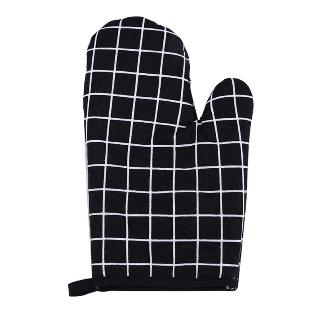 BBQ Grilling Cotton Linen Insulated Gloves Cooking Baking Necessary Tool Heat Resistant Outdoor Gloves One Size: black