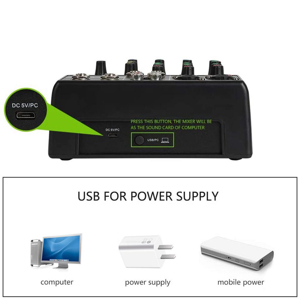 Mini Portable Audio Mixer With USB DJ Sound Mixing Console MP3 Jack 4 Channel Karaoke 48V Amplifier For Karaoke KTV Match Party