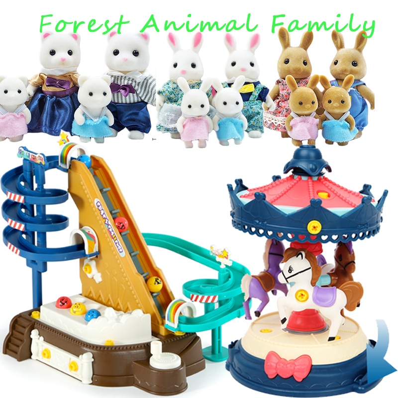 1:12 Roller Coaster Parco di Divertimenti Foresta Famiglia di Animali Prima Educazione di Puzzle di Montaggio Vite A Cornici E Articoli Da Esposizione Carosello Giocattolo Del Capretto Del Regalo