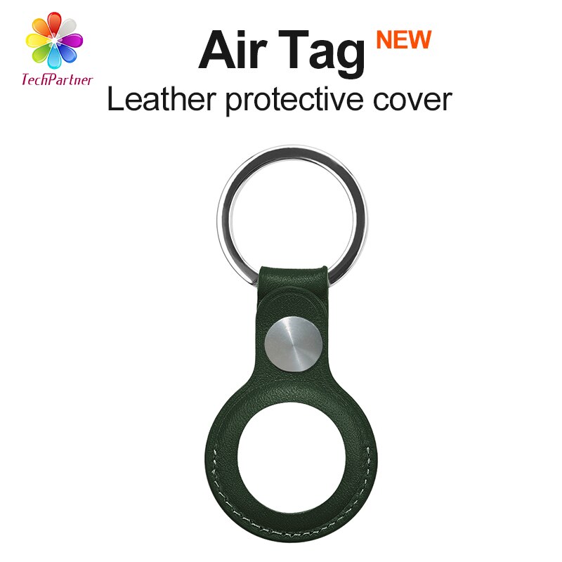Nuove custodie protettive per Apple Airtag Tracker in pelle custodia portachiavi Airtag in Silicone anti-smarrimento Airtag Cover Leder: green Leather