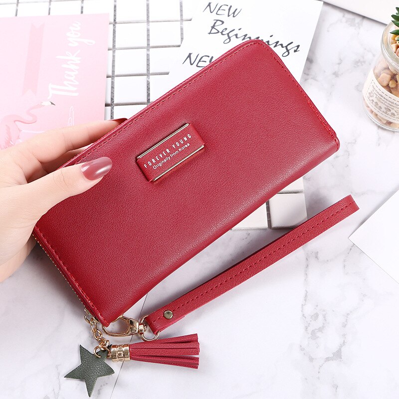 Vrouwen Clutch Portemonnee Top Pu Lederen Portefeuilles Vrouwelijke Lange Portemonnee Vrouwen Rits Portemonnee Portemonnee Carteira: Red