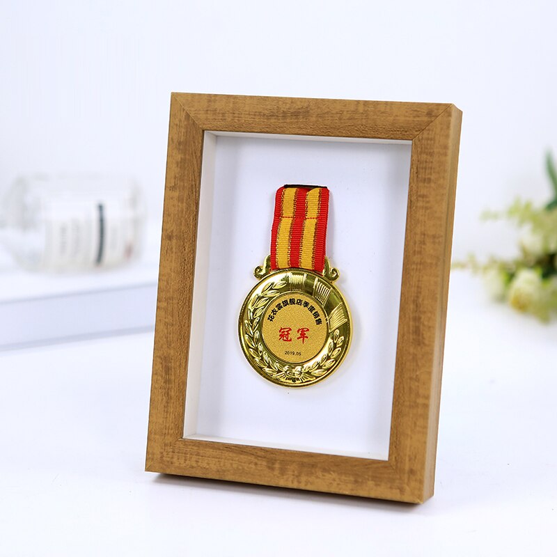 Medal display stand 3D photo frame medal storage display stand Marathon medal medal stand: Wood color / 12 inch