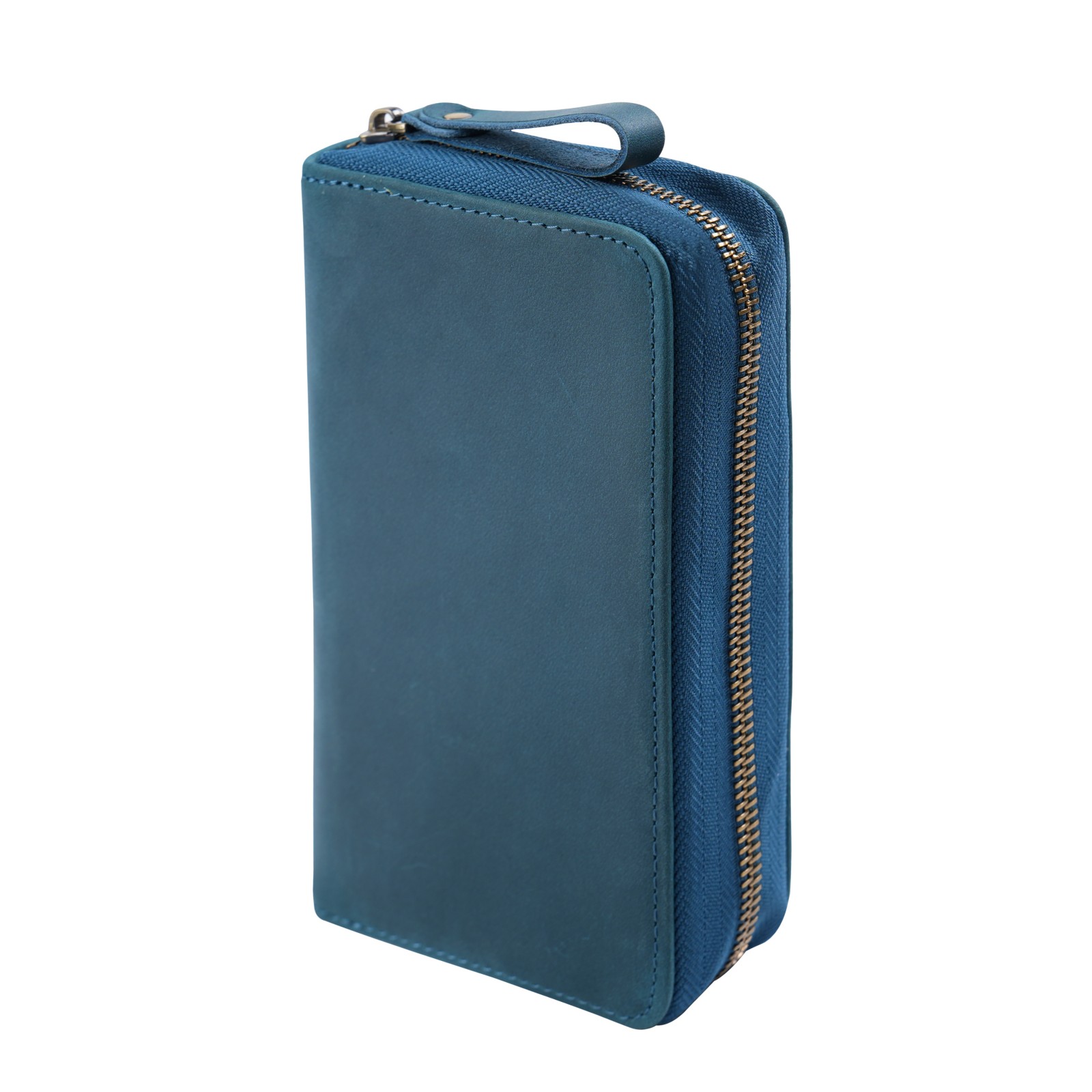 etui na długopisy i pióra wieczne z prawdziwej skóry z przegródkami, duża pojemna torba na długopisy i ołówki na 10 długopisów, dla uczniów, na artykuły papiernicze.: Niebieski