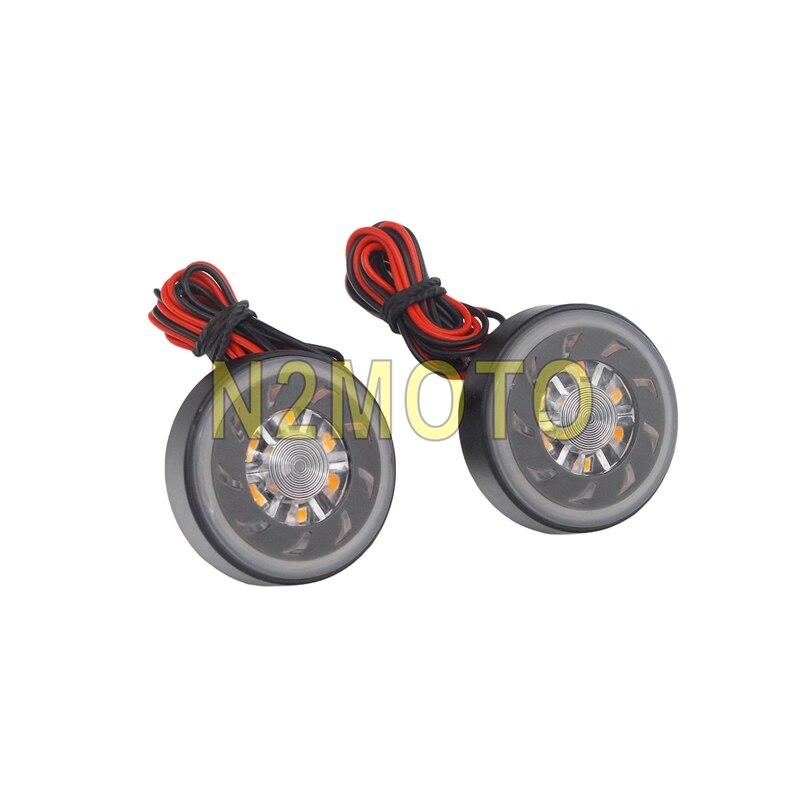 2 wires LED Round Motorcycle Stop Brake Light Universal 12V Mini Motorbike Dual Use Reflector Turn Signals Yellow Red Lights