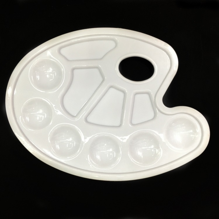 Paleta de pintura aguada Ovalada para niños, paleta de plástico para pintar a mano, paleta de pie, suministros de arte para Grafiti de manualidades, 1 ud.