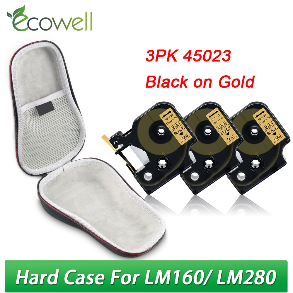 Ecowell przenośna torba podróżna dla Dymo LabelManager 160 280 D1 45013 LM160 drukarka do etykiet pokrowiec EVA ochronny podręczny schowek: 1 Case 3PK Set 15