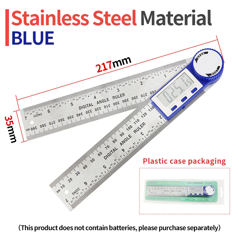 Electronic Angle Meter 360 Degree Protractor Digital Goniometer Carpentry Tools Angle Finder Multifunctional Metal Square Ruler: Red