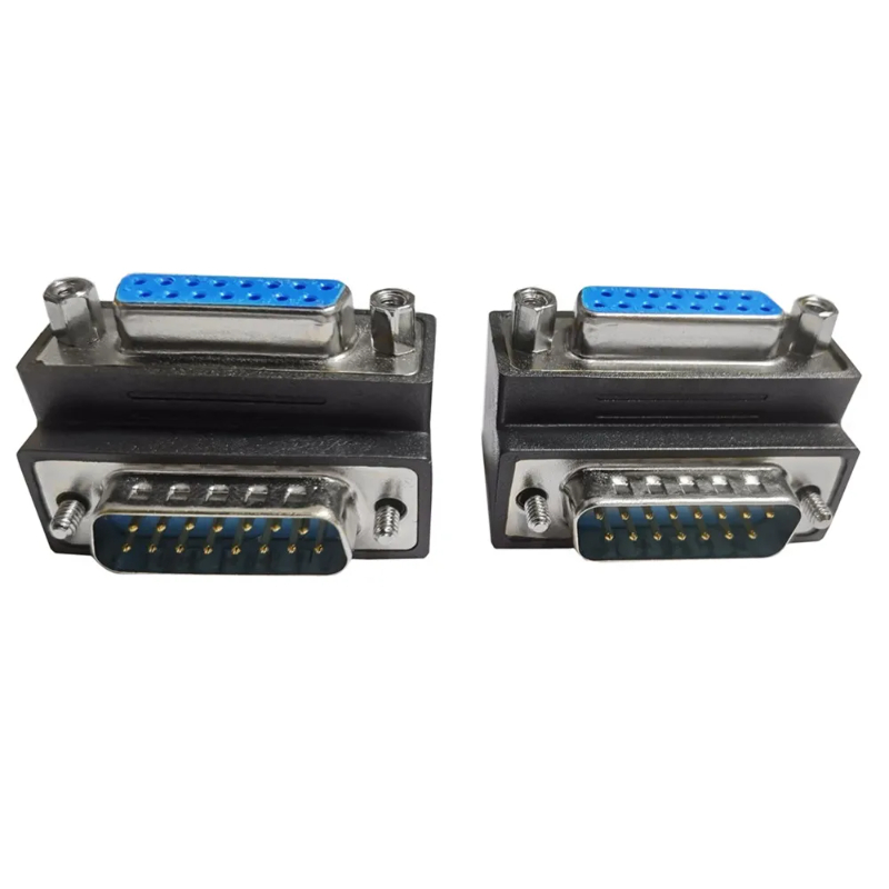 Db15 adaptador Vga15 P de 90 grados, conector recubierto de níquel D Sub15, ángulo recto, macho a hembra, Vga, adaptador de 15 Pines, convertidor de acoplador
