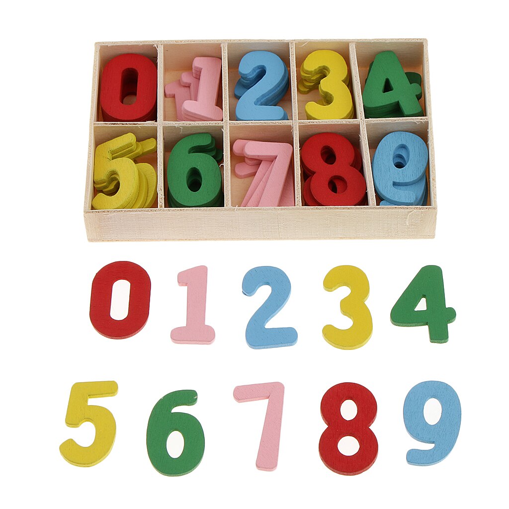 60 Pieces Colorful Wooden Number for Kids Early Learning Educational ...