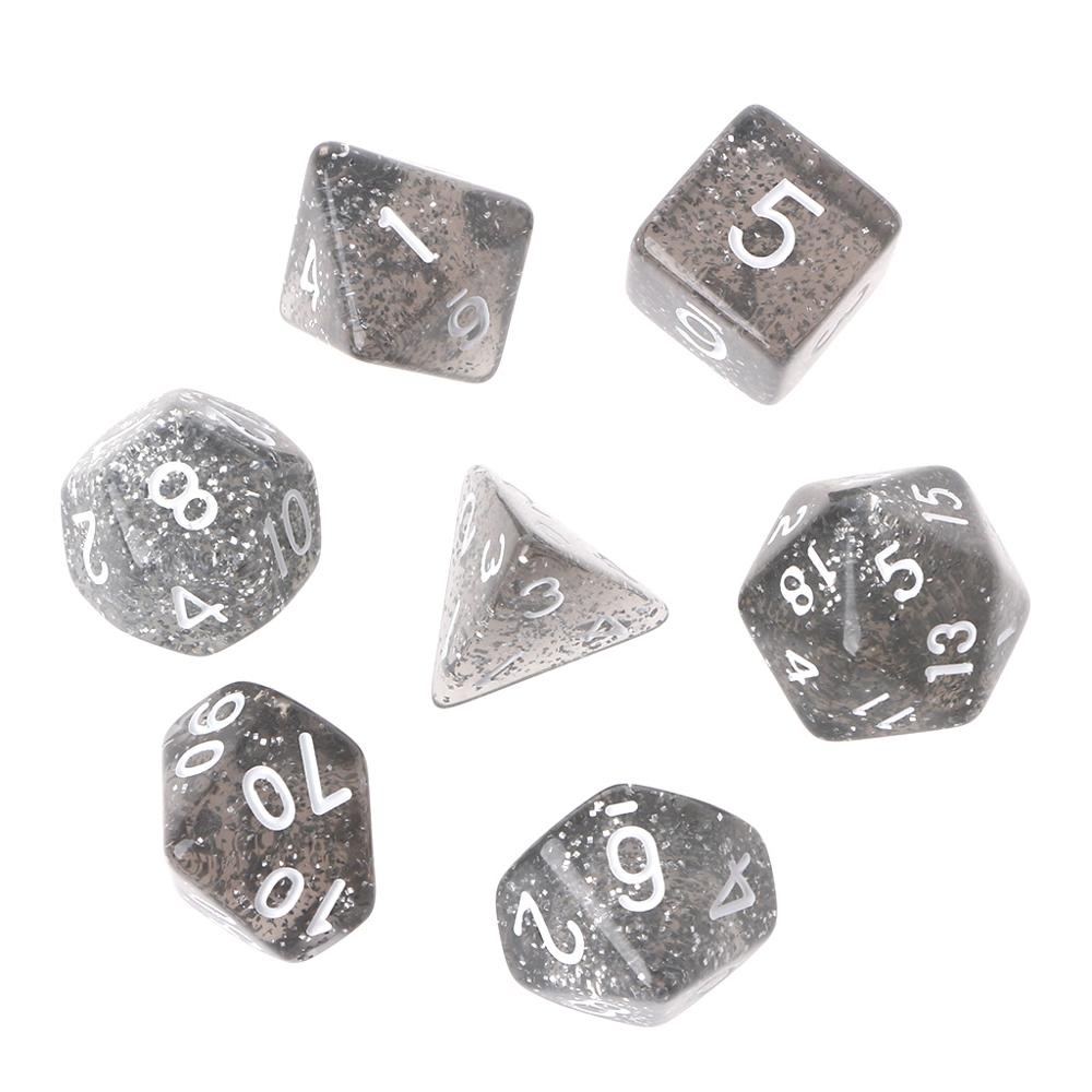 7Pcs Twinkling Polyhedral Dice For Dragon Pathfinder D20 D12 2xD10 D8 D6 D4