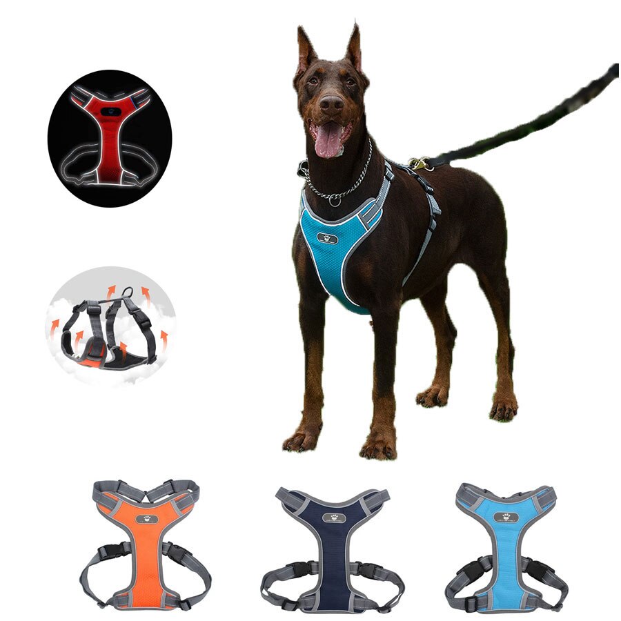 Dog Harness Vest Breathable No Pull Dog Training Harness Adjustable Reflective Harness small dog Pug Labrador Walking Training