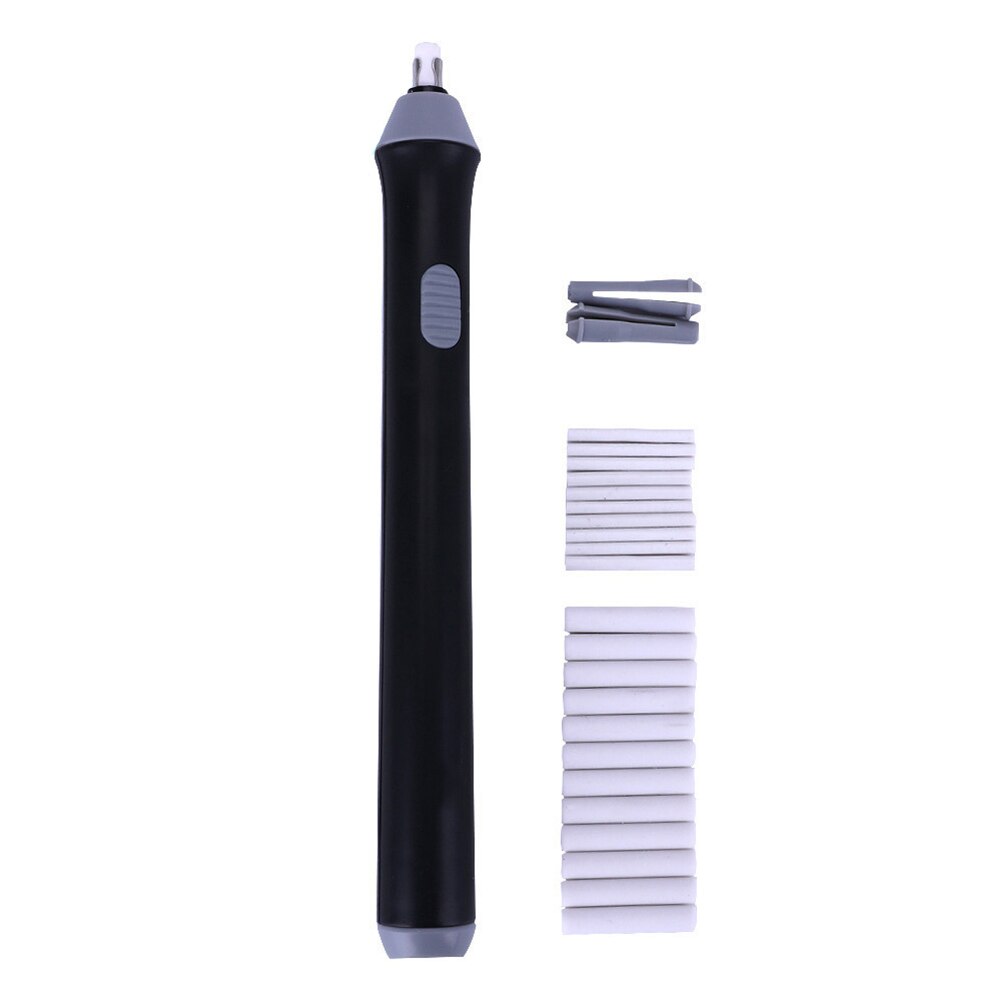 Electric Eraser Kit Automatic Pencil Eraser with 22pcs Additional Replaceable Rubbers Electric Eraser School Supplies H-best: black