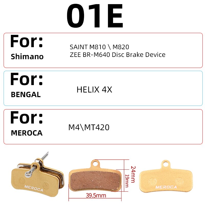 MEROCA-pastillas de freno hidráulico de cuatro pistones para bicicleta de montaña, piezas de Metal con base de cobre, para Saint M810, M820, Zeem640