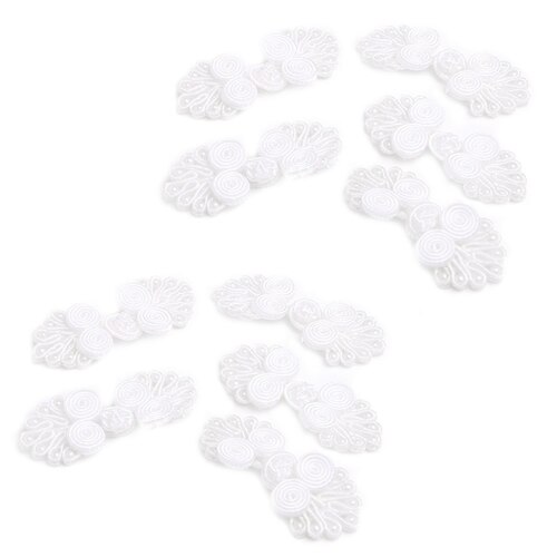 2022 10 Pairs Beaded Chinese Frog Closure Buttons Knot Fastener Sewing Handmade Craft: Beige