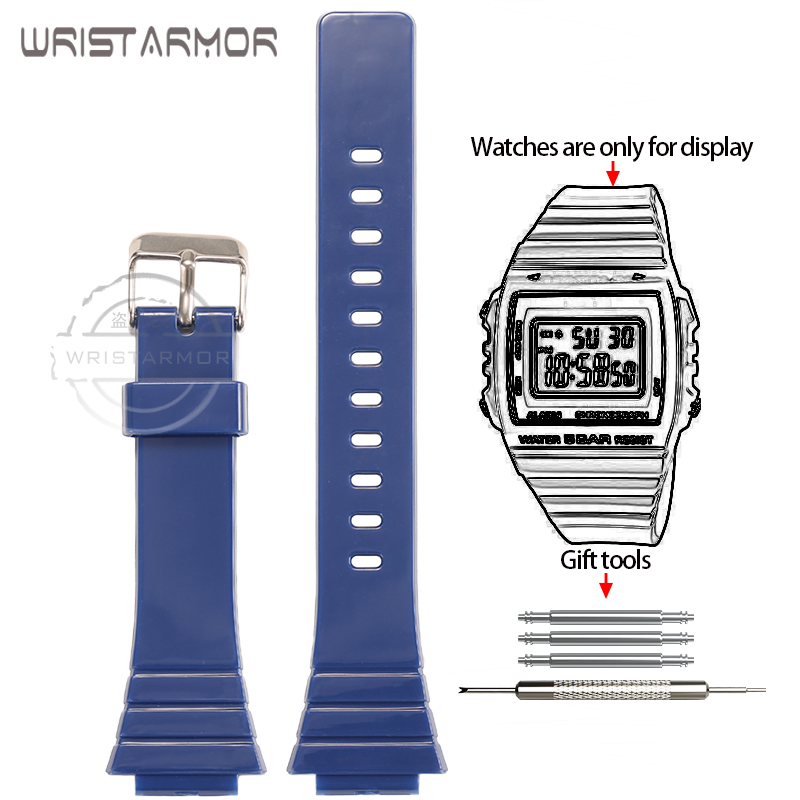 Harz-Uhrenarmband für Casio W-215H W215H W-217H F105W F108WH Uhrenarmband Ersatzarmband 18 mm Gummiarmband: Blau Rosa