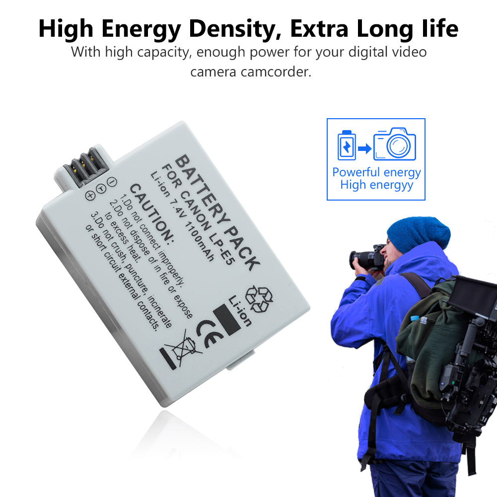 1/2 Pcs 7.4V 1100mAh Li-ion Lithium Battery For Canon EOS 450D Digital Kiss X2 Rebel XSi 500D Digital Kiss X3 Rebel T1i 1000D