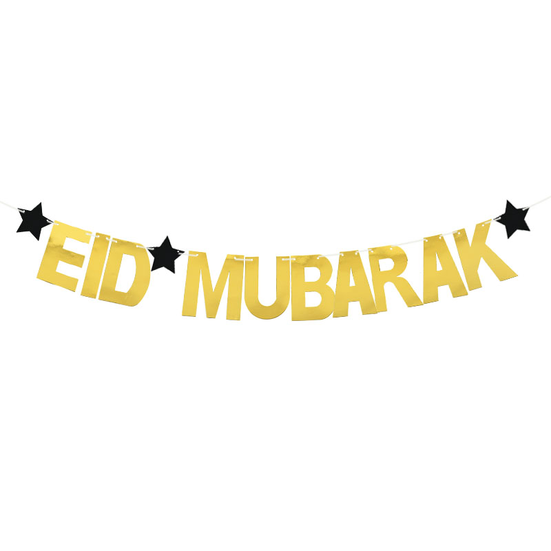 EID Mubarak bannière paillettes étoile lune lettre papier banderoles guirlande islamique musulman fête Ramadan Kareem décorations pour la maison 2024: Clair