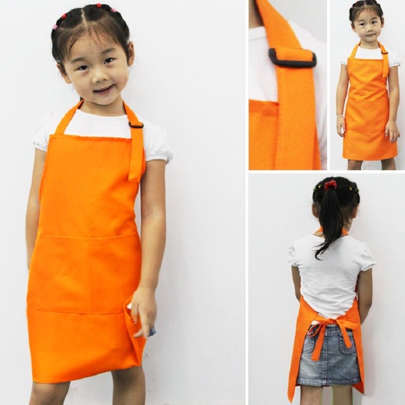 Newest Arrivals faroot Children Kids Plain Apron Kitchen Cooking Baking Painting Cooking Art Bib Apron