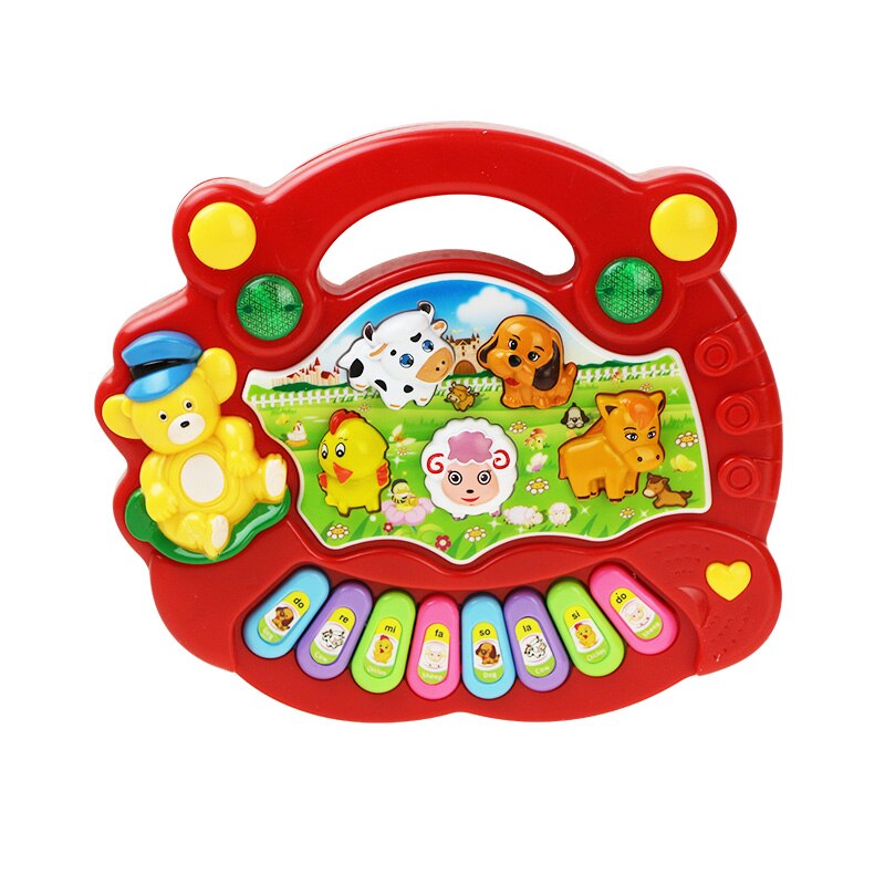 Farm Animal Mobile Piano Musical Toy Electronic Keyboard Cartoon Sound Toy Early Educational Musical Instruments Toys For Kids: A Red