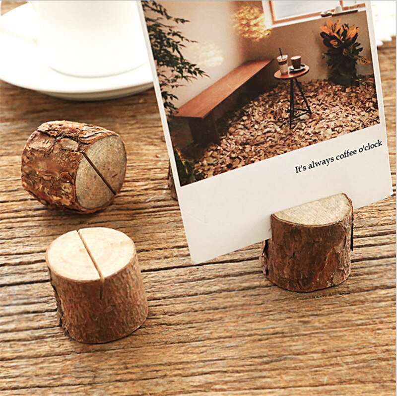 10pcs Wedding Place Wooden Card Holders Table Number Stands for Wedding Table Name Number Business Card Holder Decorations