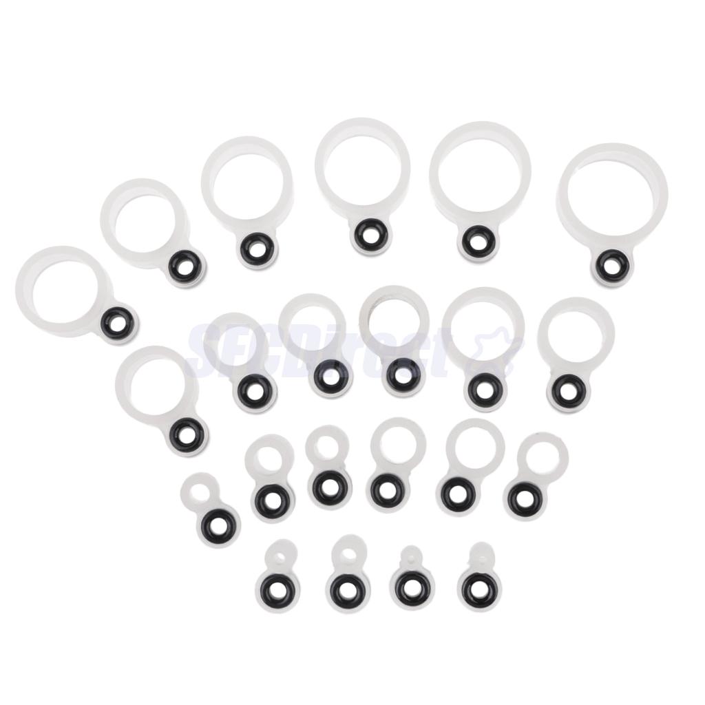 Lot 22Pcs Silicone and Ceramic Fishing Rod Guides Repair Kit Rod Tip Eye Rings, Size 1# - 22#
