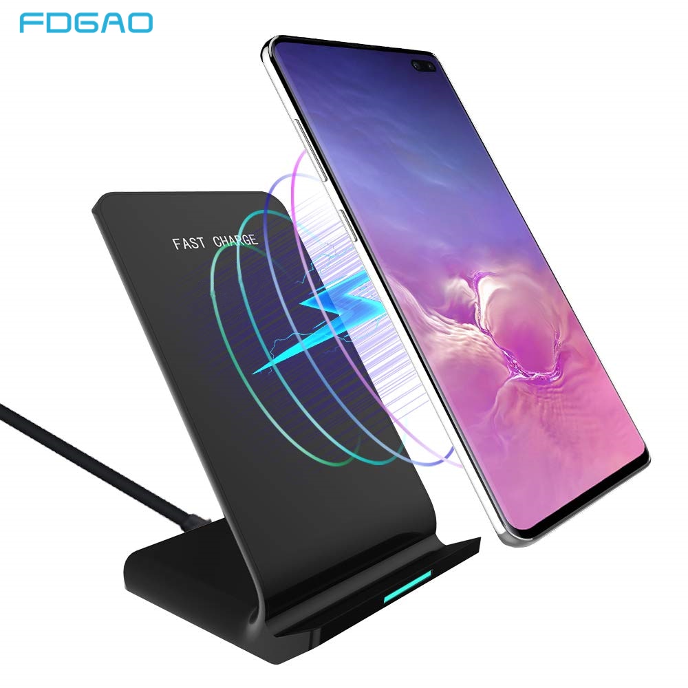 FDGAO 10W QI chargeur sans fil Charge rapide support Dock Charge rapide pour iPhone XS Max XR 8X11 Pro Airpods Samsung S10 S9 S8 S7