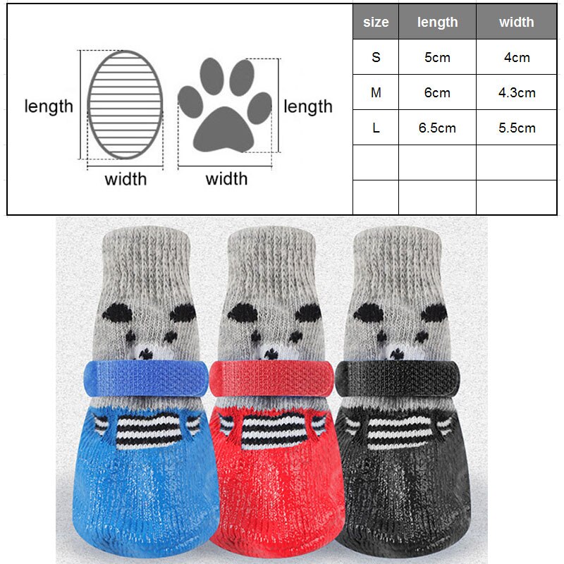 4 stk. kattekattehunde vandtætte skridsikre sokker sko støvler med gummisål til trægulv indendørs slidkomfort til hvalpe