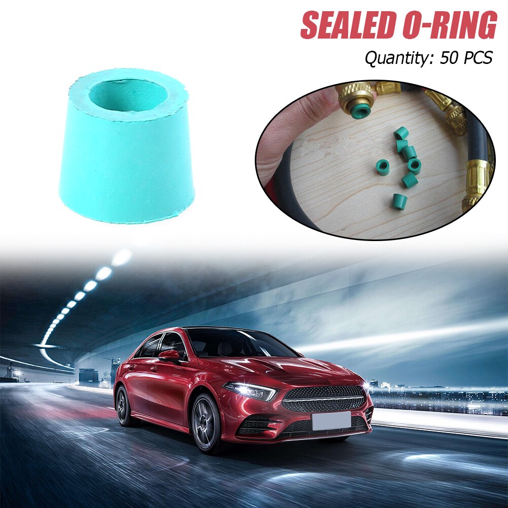 Junta tórica de goma de reparación A/C, reemplazo de colector de manguera de carga 1/4, verde, Instalación Fácil, elementos personales para coche, 50 unids/lote