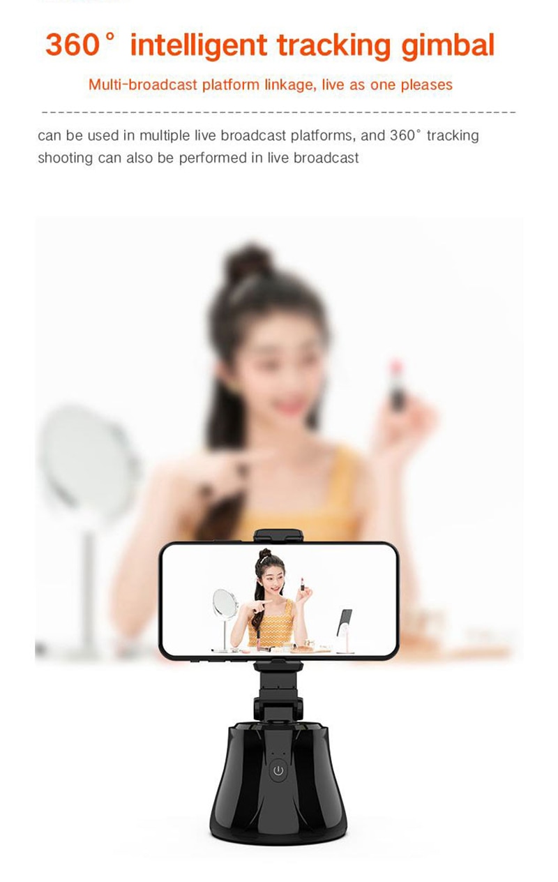 Perche à Selfie Portable et intelligente, Rotation à 360 degrés, ia, suivi du visage, cardan, caméra Vlog