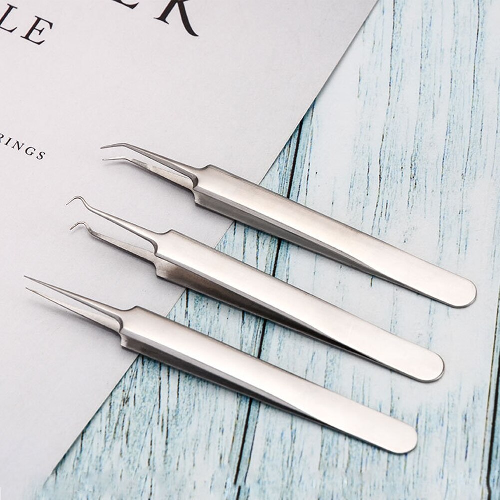 1 pièces pince à épiler professionnelle 3 modèles pour Nail Art/soins du visage/Extension de cils point noir acné défaut bouton supprimer les outils