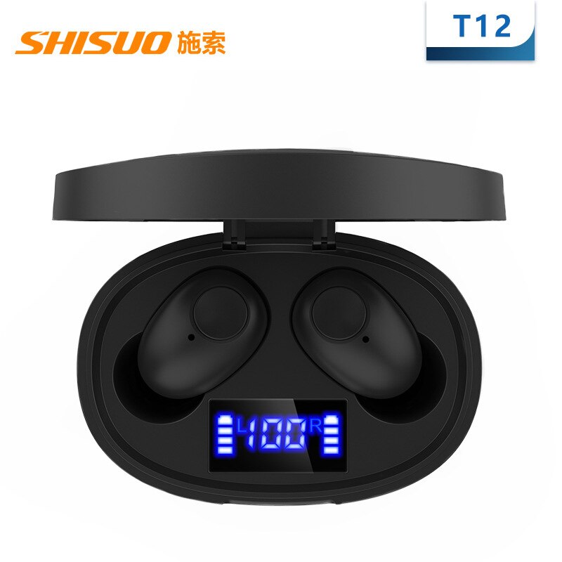 T12 Bluetooth Headset 5.0 Tws Draadloze In-Ear Batterij Indicator Sport Water Afvoer Draadloze Oortelefoon