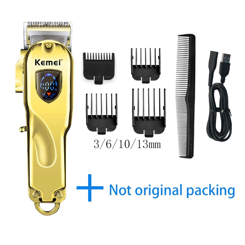 Kemei Dog Hair Trimmer Rechargable Cordless Hair Cutter LCD Display for Pet/Dog Cat Hair Clipper: box-gold