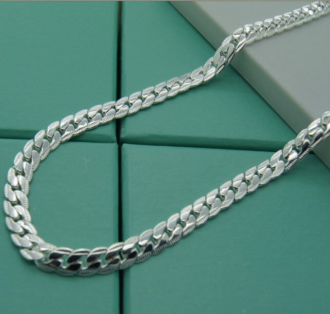 925 Silver Necklace 5MM Sideways Men&amp;Women Necklace Wedding Wedding Jewelry