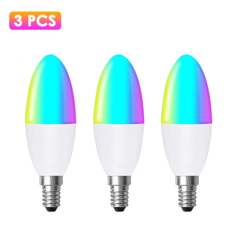 E14 tuya zigbee 3,0 smart candle bulb rgbcw 5w led light bulb smart home control works with alexa google home alice: 3 pcs