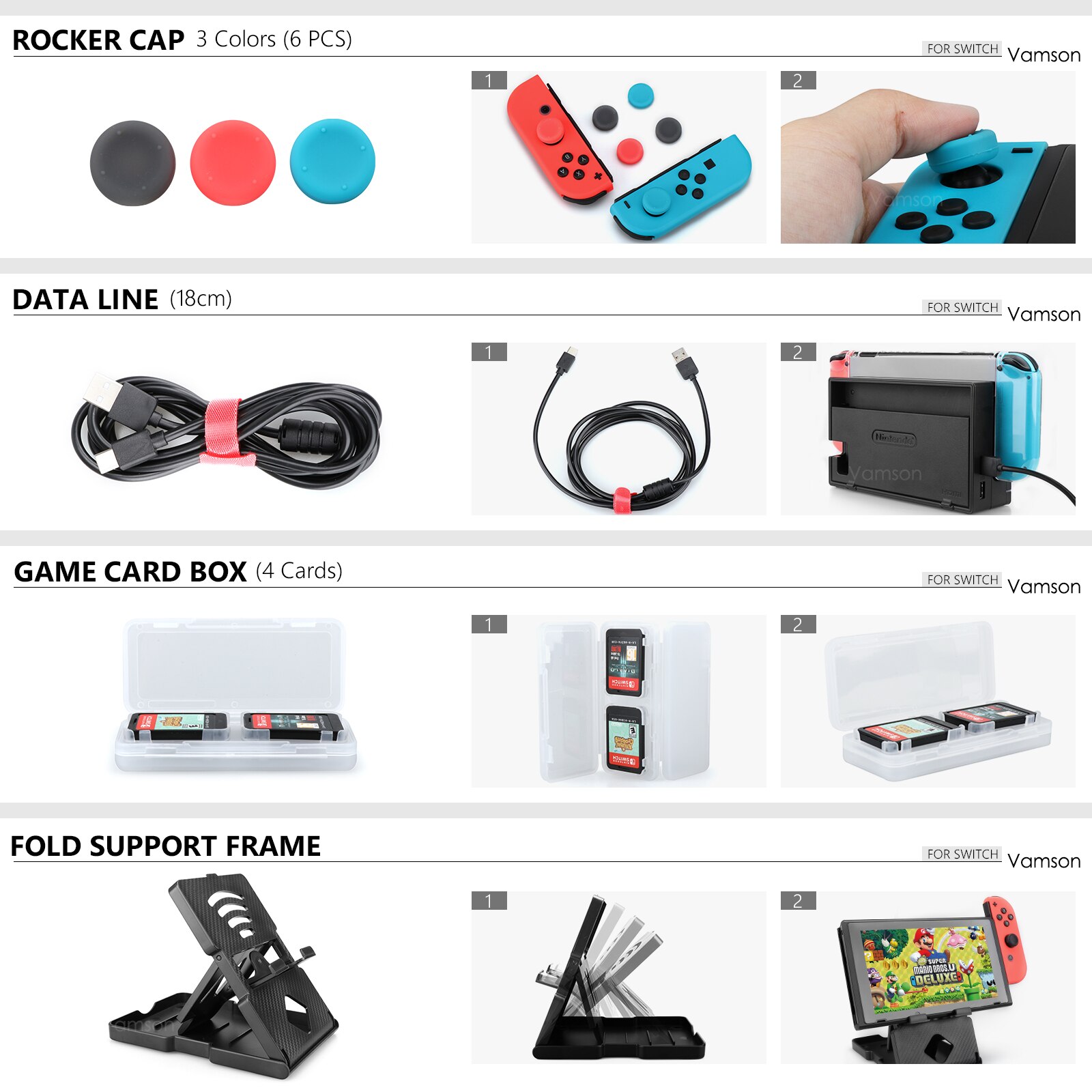 Vamson Voor Nintendo Switch Oled Met Clear Cover Case Screen Protector Cover Voor Schakelaar Oled Opslag Draagtas Accessoires Kit